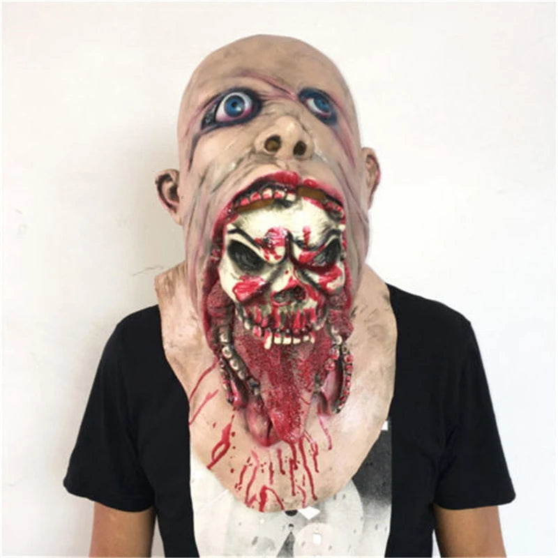 Realistic Scary Zombie Mask – Creepy Horror Face Mask for Adults, Halloween Costume Prop, Zombie Cosplay & Carnival Party Accessory