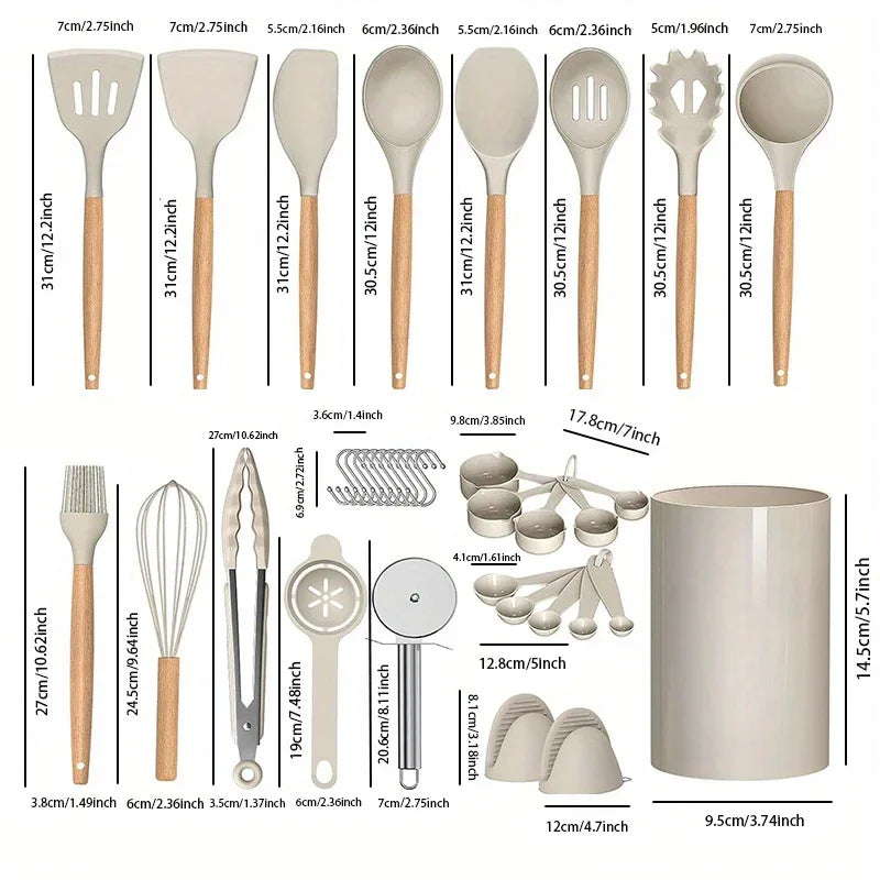 MasterBro 36pcs silicone utensil cooking set with holder