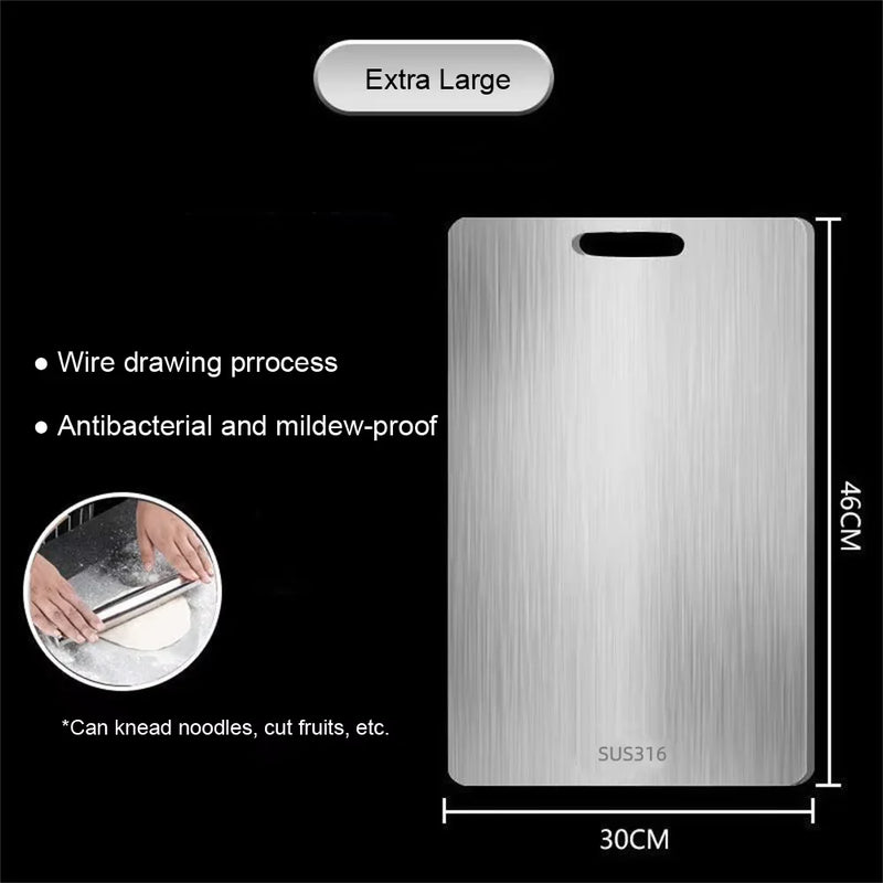 KitchenAed 316 Stainless Steel Panel and Chopping Board Kitchen Household Thickened Double Sided Cutting Board Block Kneading Dough Board