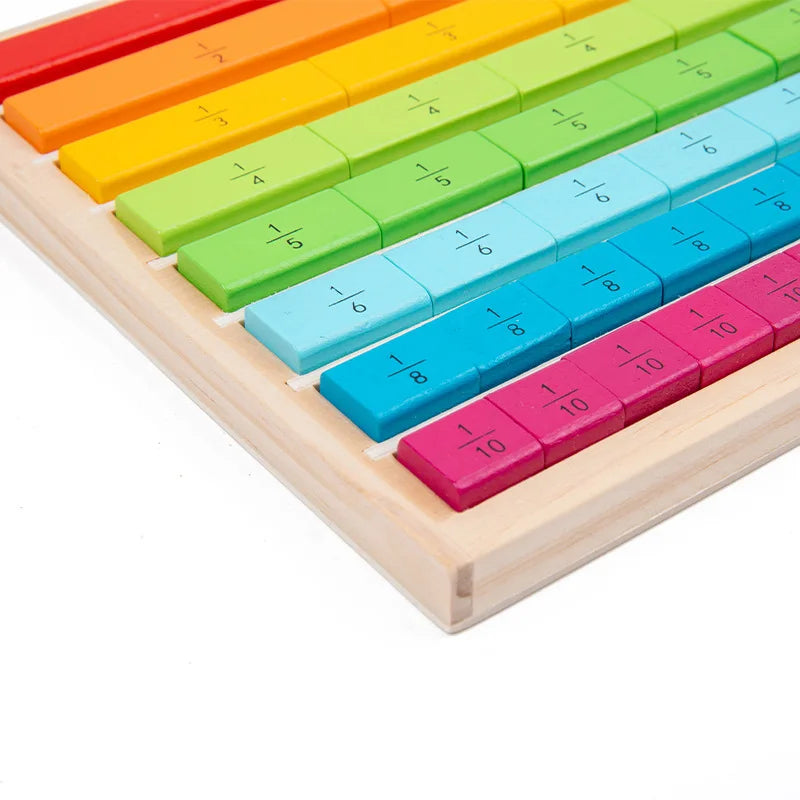 Wooden Montessori Teaching Math Toys Colour Fraction & Adding Sticks