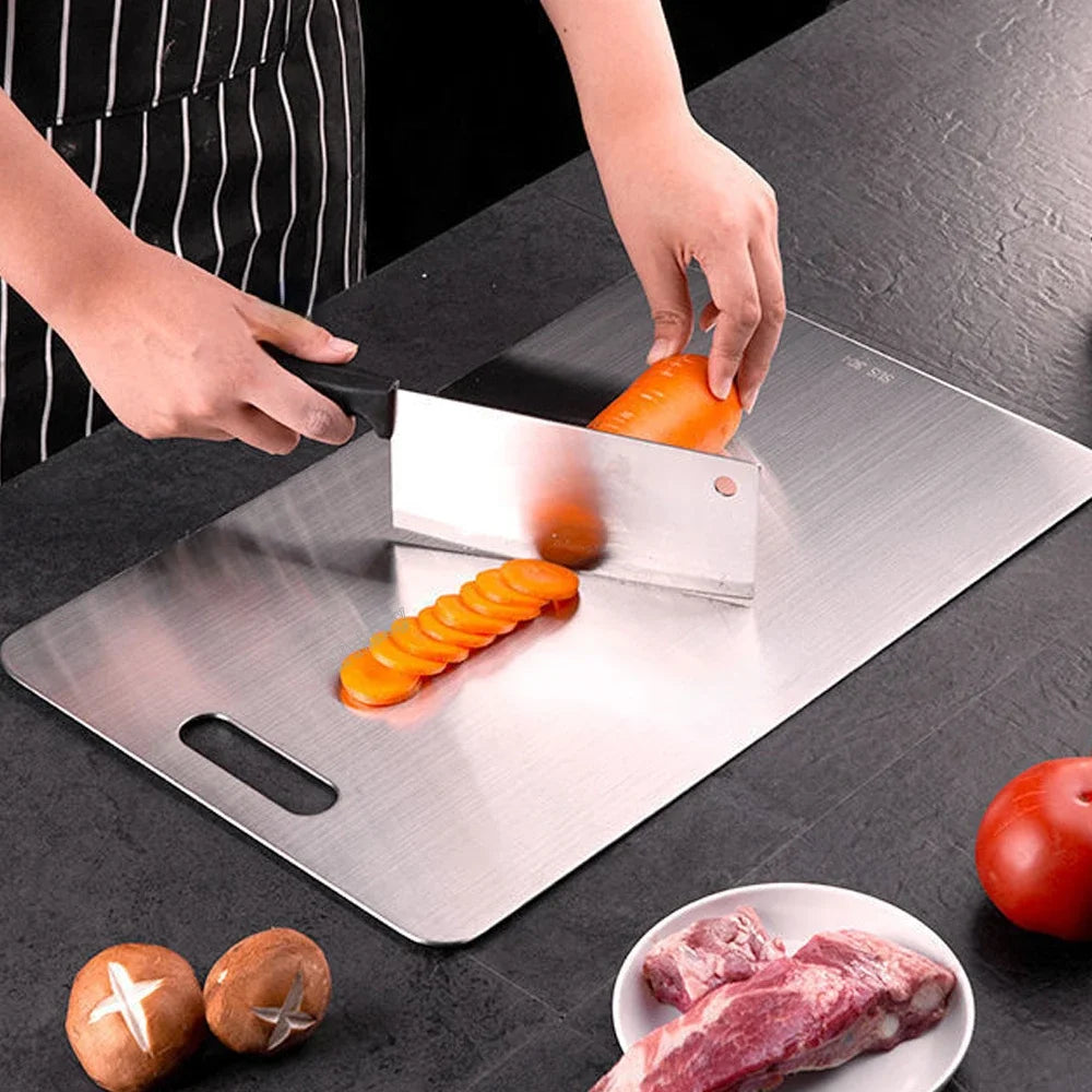 KitchenAed 316 Stainless Steel Panel and Chopping Board Kitchen Household Thickened Double Sided Cutting Board Block Kneading Dough Board