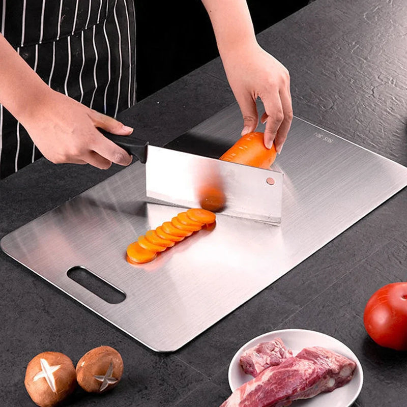 KitchenAed 316 Stainless Steel Panel and Chopping Board Kitchen Household Thickened Double Sided Cutting Board Block Kneading Dough Board