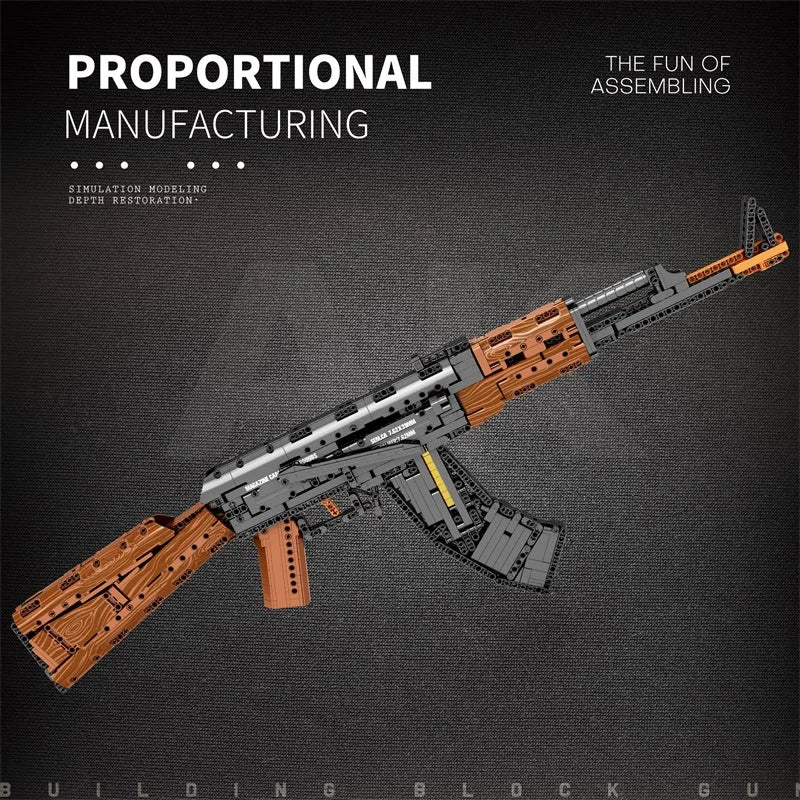Lego STYLE Toy AK47 Assault Rifle Model Building Blocks Military Army Weapon