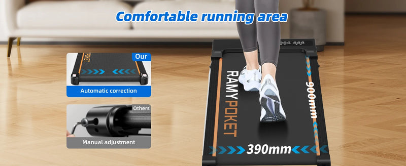 RAMYPOKET Walking Pad Treadmill with 9% Incline APP Control, 3-Window LED 2.5HP Under Desk Treadmill 120KG Capacity 1-8 Km/h Treadmill Running Machine