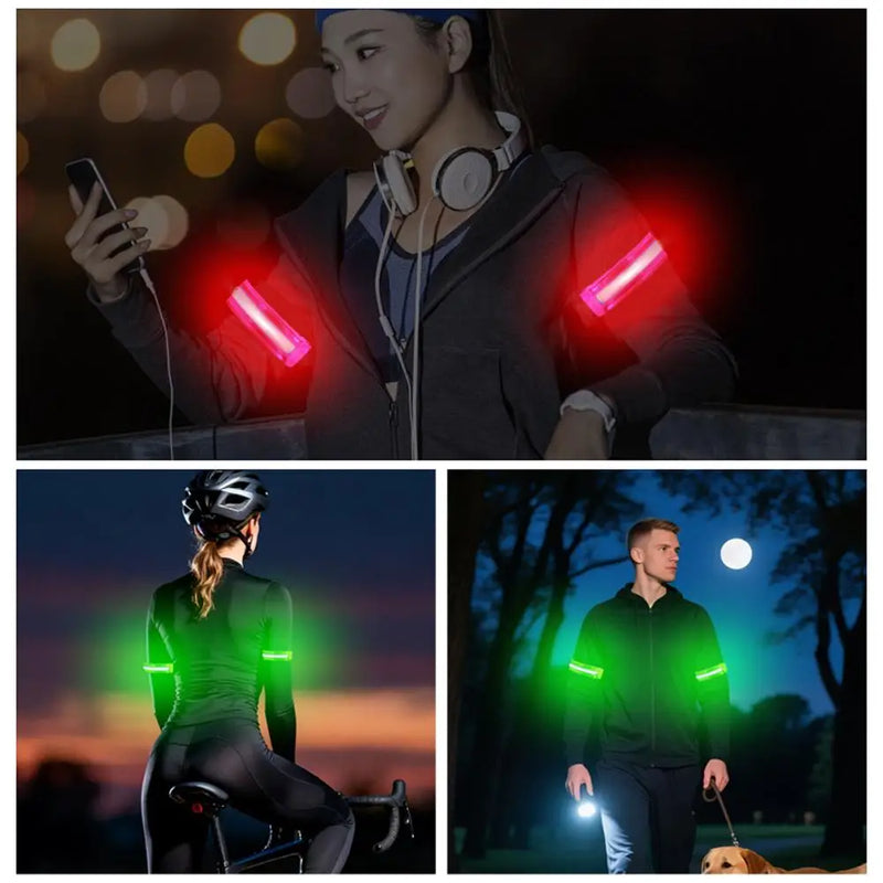 Night Running Armband LED Light Outdoor Sports USB Rechargeable Safety Belt Arm Leg Warning Wristband Cycling Bike Bicycle Light