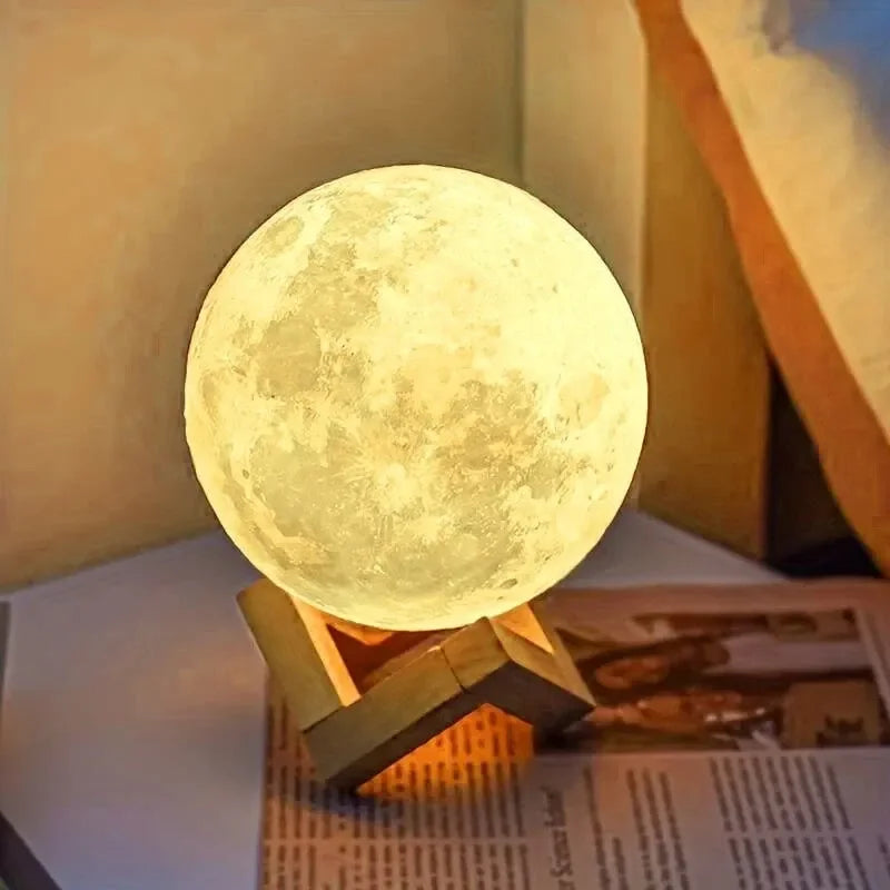 east Home Planet Lamp Moon Galaxy Night Light Art Painting Graffiti Birthday Gift Bedroom Living Room Decoration (With Stand)