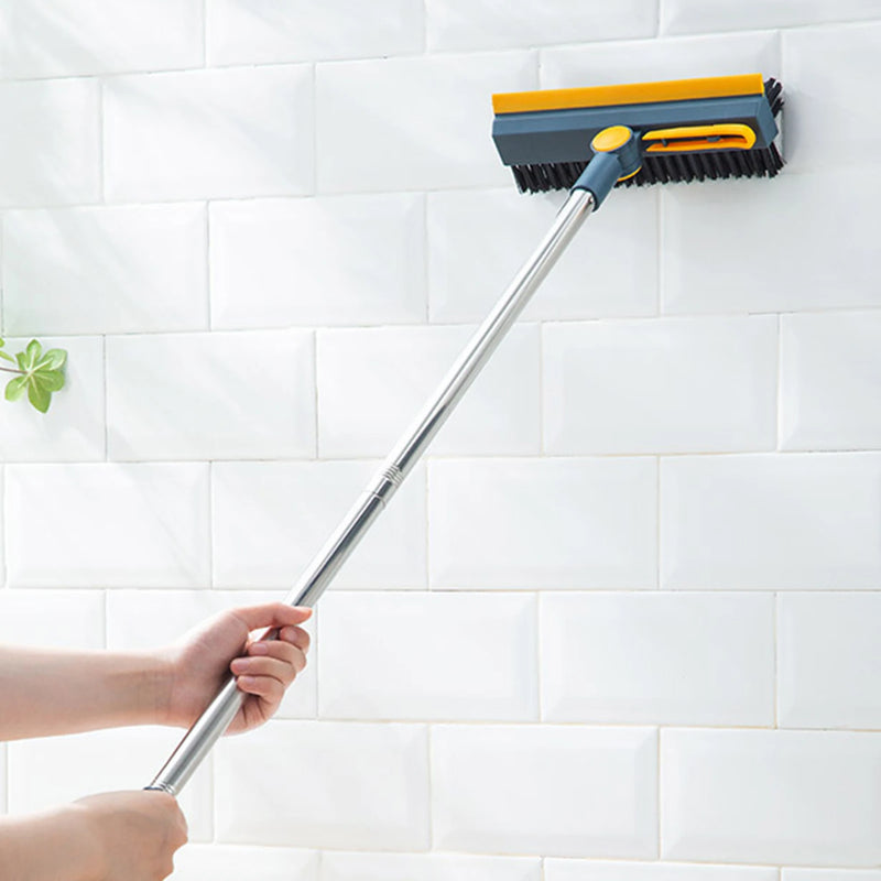ACRDDK 3 in 1 Floor Scrub Brush 180 Degree Rotation with Adjustable V-Shaped Broom Long Handle Bathroom Kitchen Floor Crevice Cleaning