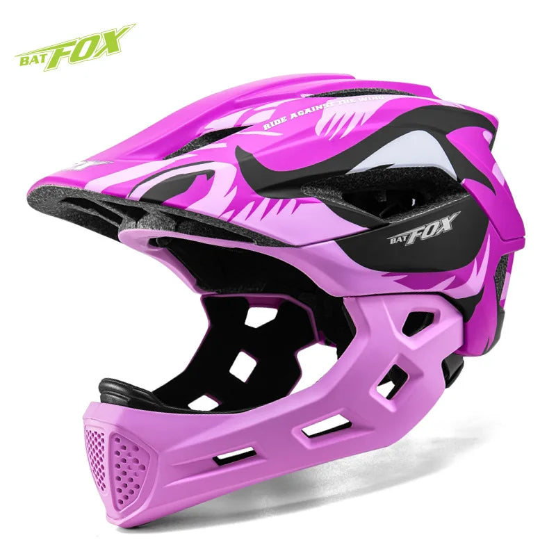 BATFOX Child Bicycle Helmet MTB Detachable Kids Full Face Helmet for Children Motorcycle Casco Bicicleta MTB Motocross Helmet