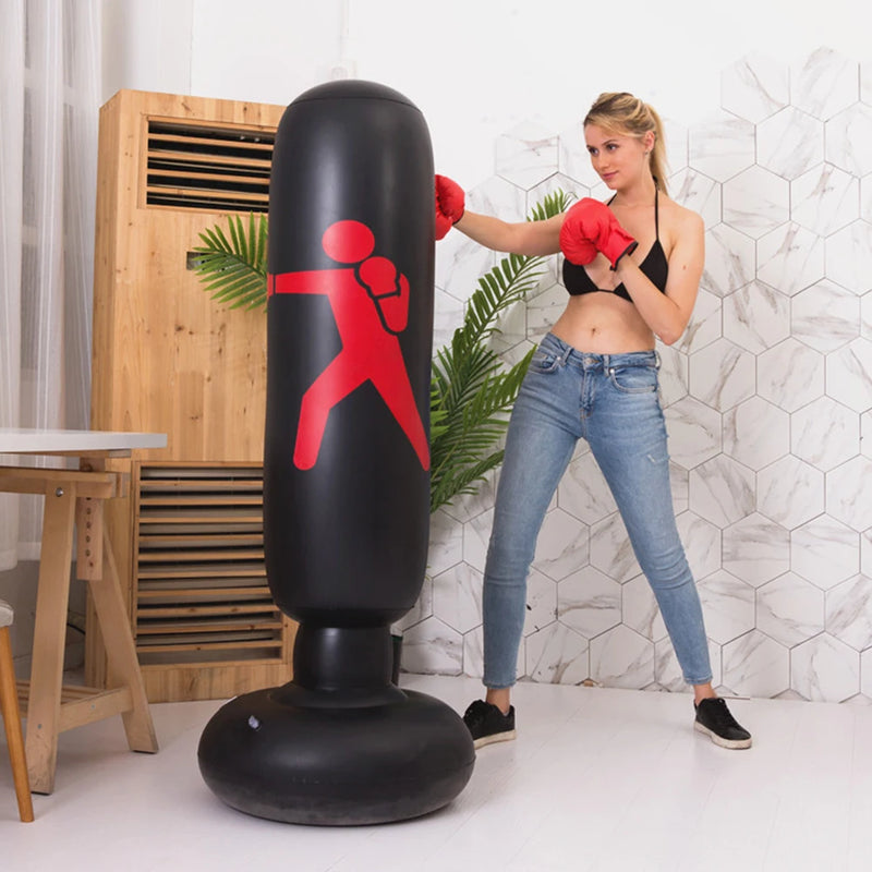 160cm Adults Children Inflatable Boxing Bag Kids Boxing Punch Kicking Sandbag Decompression Fitness Equipment