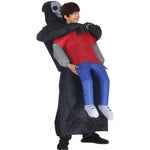 Adult Inflatable Grim Reaper Carrying Person Costume Scary Halloween Cosplay Outfit for Party, Pranks, Performances & Stage Shows