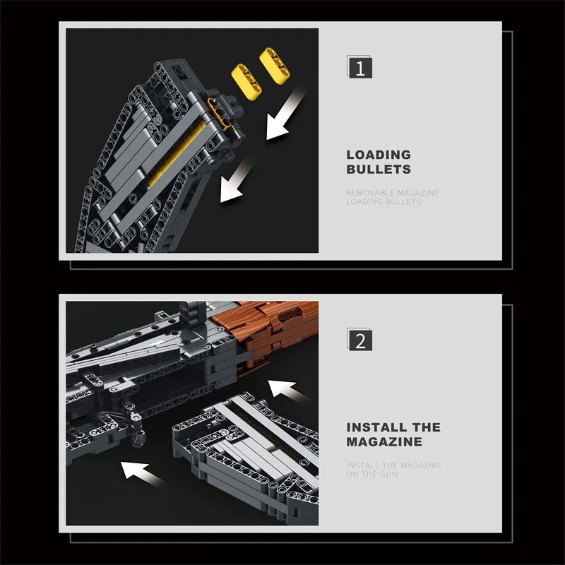 Lego STYLE Toy AK47 Assault Rifle Model Building Blocks Military Army Weapon