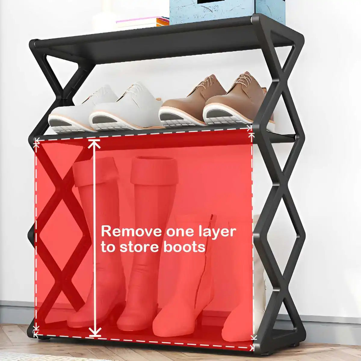 Ahsee 4-Tier X-Type Shoe Storage Rack, Dorm Rooms Multifunctional X-shaped Dust-proof Storage Rack for Entryways Hallways Bedrooms