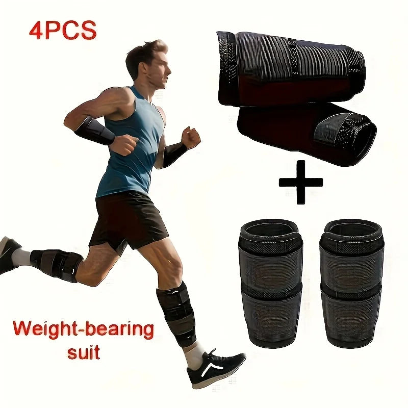4 adjustable ankle/wrist weight straps - Weight packs for leg and arm training, suitable for walking and running exercises