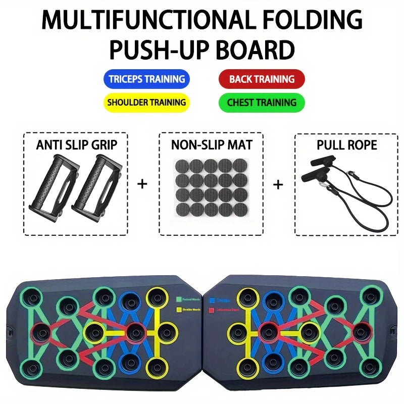 Fit & Smith Portable Multifunctional Push-up Board Set With Handles Foldable Fitness Equipment For Chest Abdomen Arms And Back Training