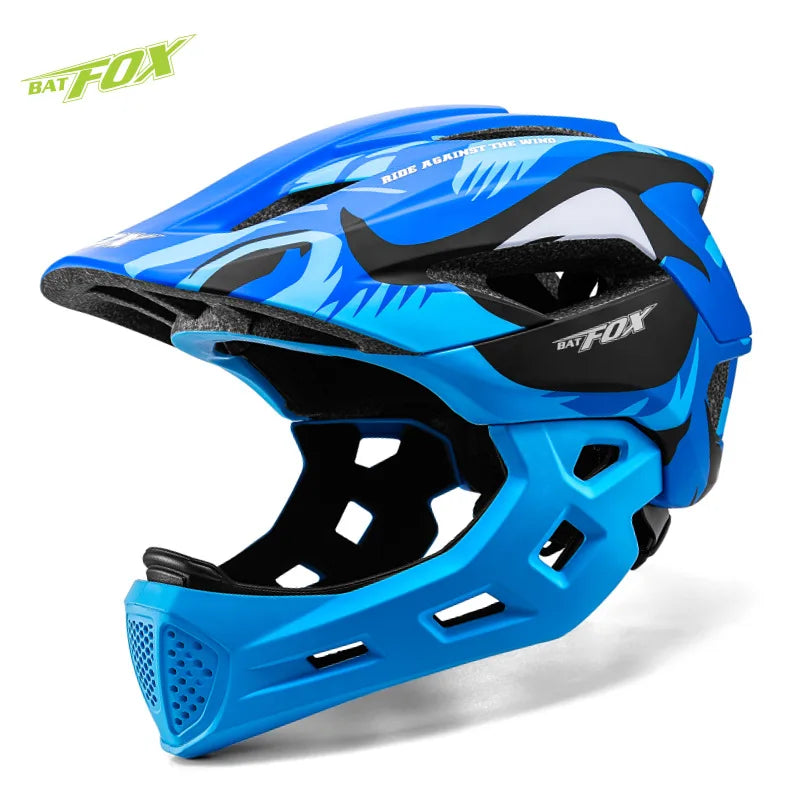 BATFOX Child Bicycle Helmet MTB Detachable Kids Full Face Helmet for Children Motorcycle Casco Bicicleta MTB Motocross Helmet