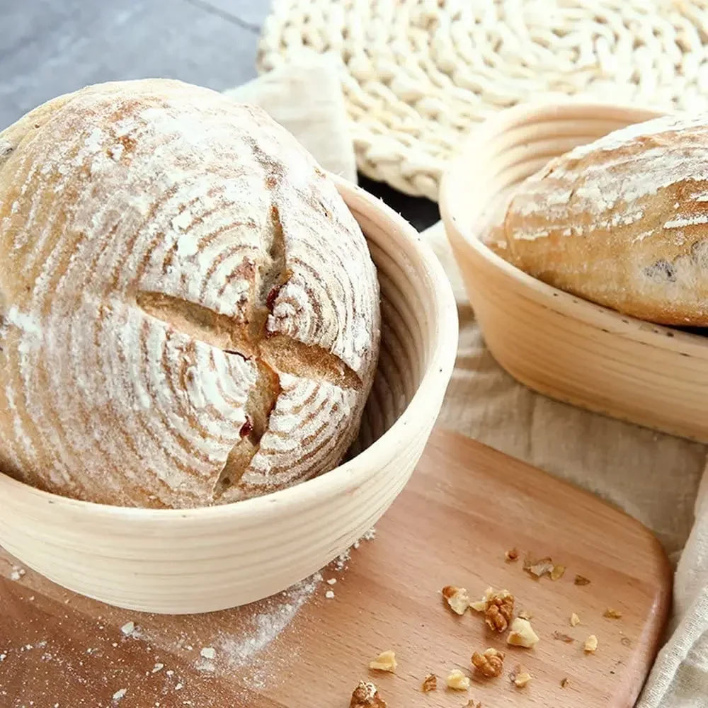 KeMorii Natural Rattan Bread Proofing Basket Handmade Rattan Wicker Baking Bowl Dough Fermentation Sourdough Banneton Bread Basket