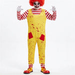 Adult Killer Clown Costume Set – Striped Long-Sleeve Jumpsuit with Matching Socks, Scary Halloween Carnival Outfit, Haunted House & Cosplay Costume
