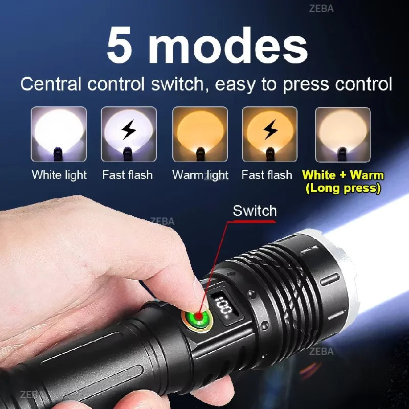 Gondiah Camping Powerful 2*300W LED Flashlight 8500000LM