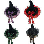 Gothic Lolita Witch Hat – Satin Bow, Lace & Star Pendant Bendable Masquerade Costume Hat for Women, Halloween Party & Cosplay