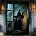 Halloween Horror Window Curtain Banner – Witch, Zombie & Ghost Hanging Decoration