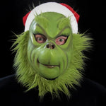 The Grinch Mask – Christmas Green-Haired Monster Costume with Gloves & Santa Hat, Festive Cosplay & Holiday Party Prop