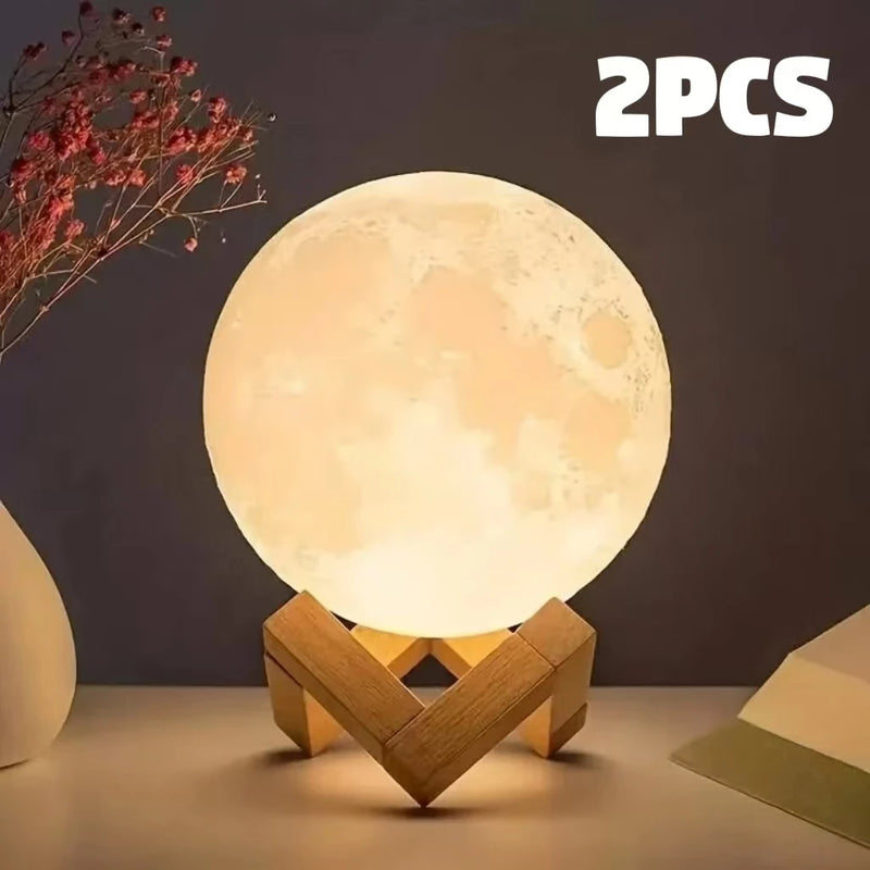 east Home Planet Lamp Moon Galaxy Night Light Art Painting Graffiti Birthday Gift Bedroom Living Room Decoration (With Stand)