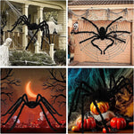 Giant Black Plush Spider Halloween Decoration – 30–200cm Scary Spider Prop for Haunted Houses, Indoor & Outdoor Parties and Horror Decor