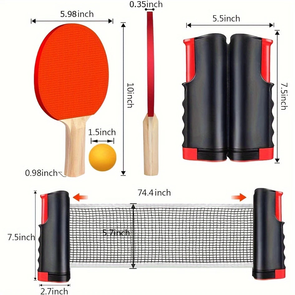 Ping Pong Paddle Set, Portable Table Tennis Set with Retractable Net & Carry Bag,40+ Ping-Pong Balls