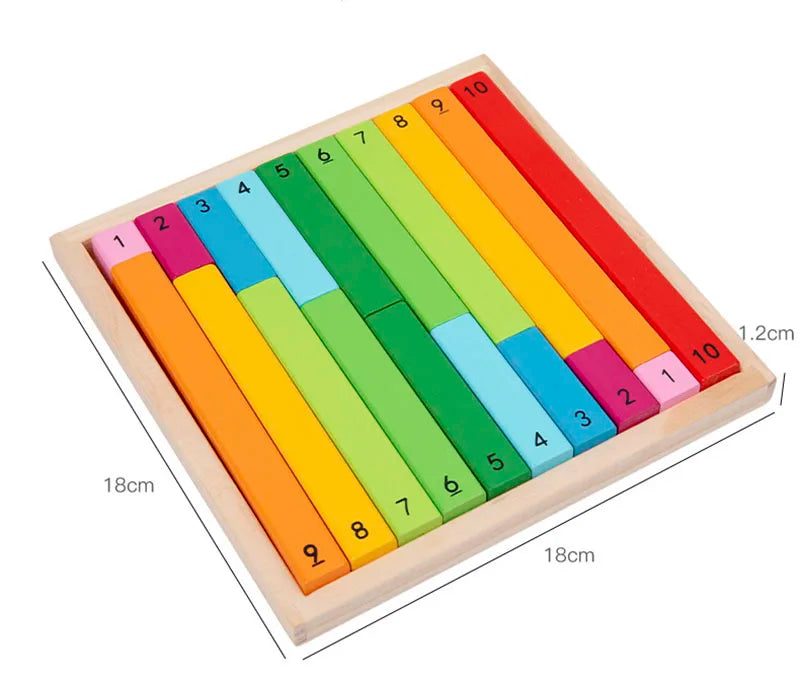 Wooden Montessori Teaching Math Toys Colour Fraction & Adding Sticks