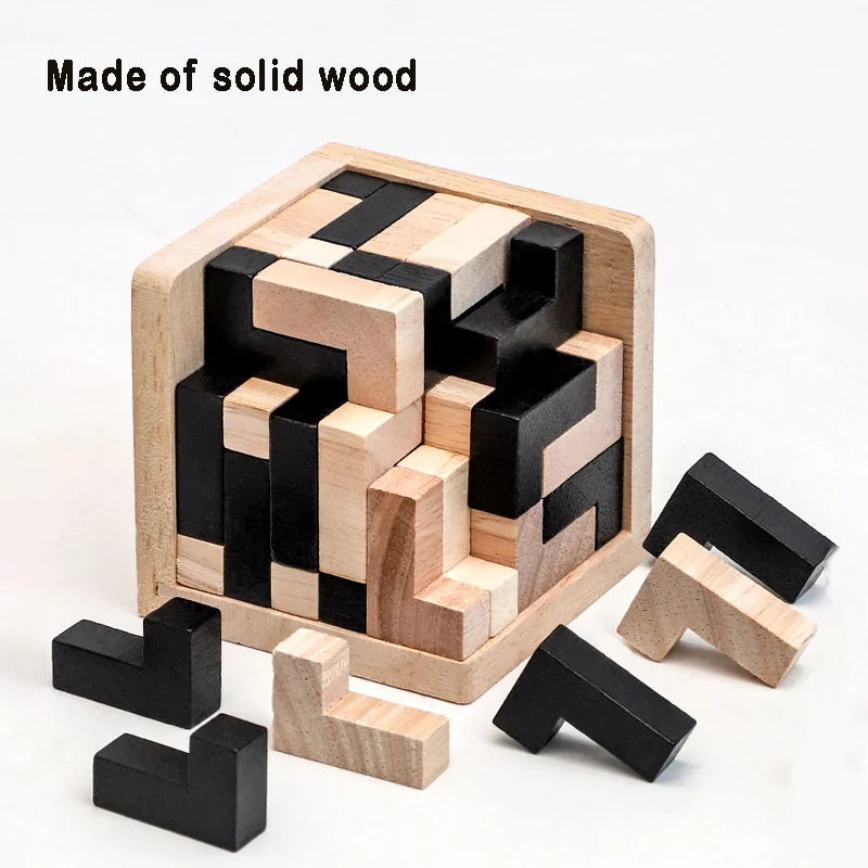 3D Cube Puzzle Luban Interlocking Creative Educational Wooden Toy