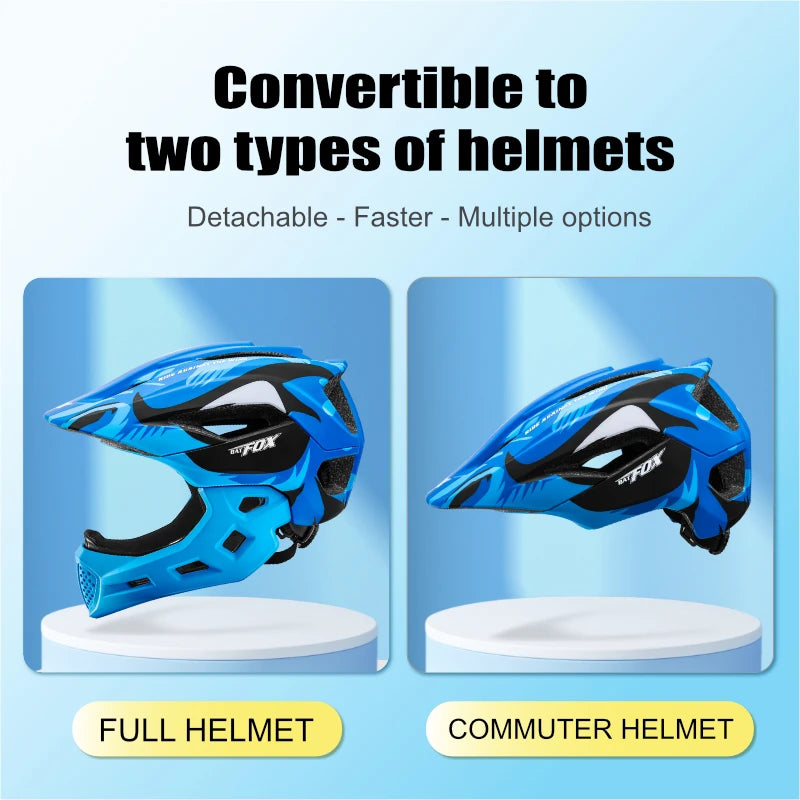 BATFOX Child Bicycle Helmet MTB Detachable Kids Full Face Helmet for Children Motorcycle Casco Bicicleta MTB Motocross Helmet
