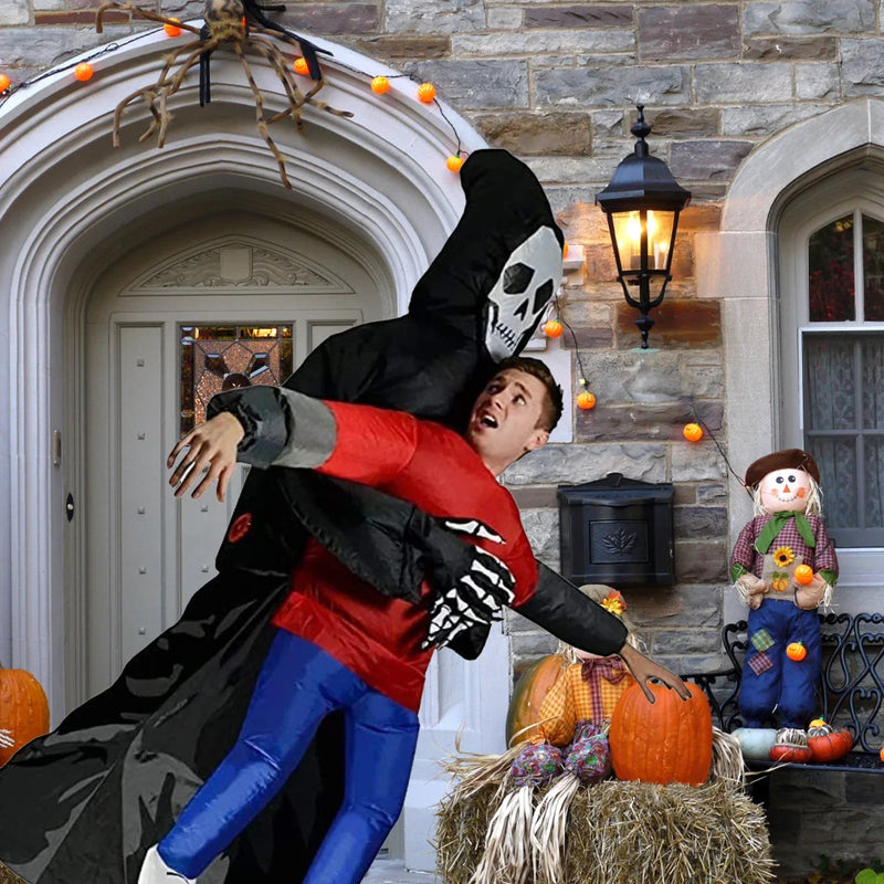 Adult Inflatable Grim Reaper Carrying Person Costume Scary Halloween Cosplay Outfit for Party, Pranks, Performances & Stage Shows