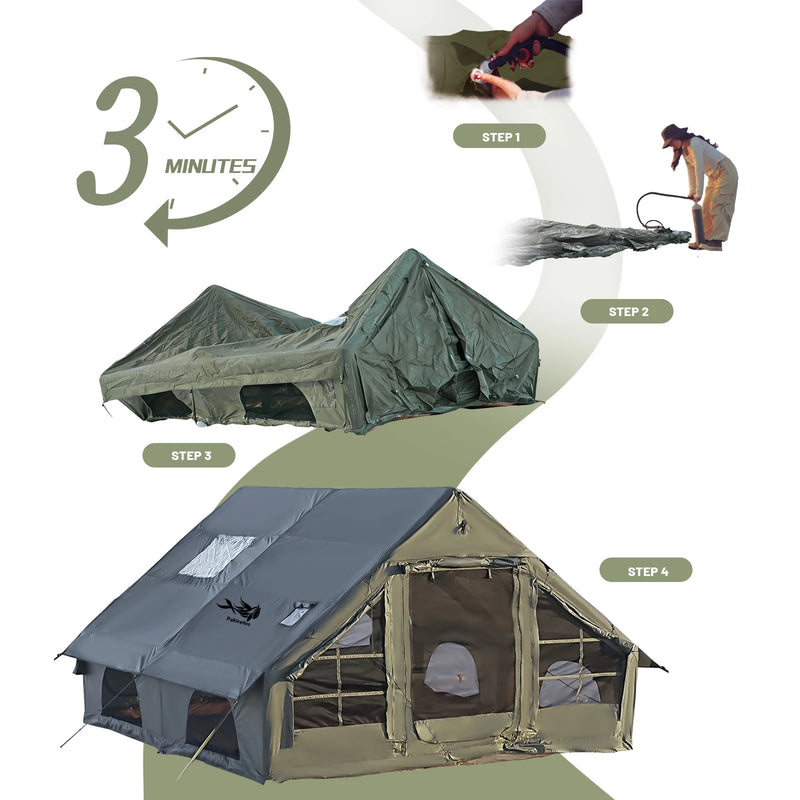 Pakicetus Large Inflatable camping tent 4-8 people with windows portable water-resistant camping tent