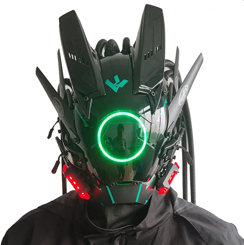 Cyberpunk LED Mask – Round Light-Up Woven Face Mask, Futuristic Cosplay & Role-Playing Accessory for Halloween Parties, Music Festivals & Events