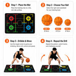 Basketball Training Mat + Silent Balls Set, Sizes 3 5 7, Indoor Practice & Coordination