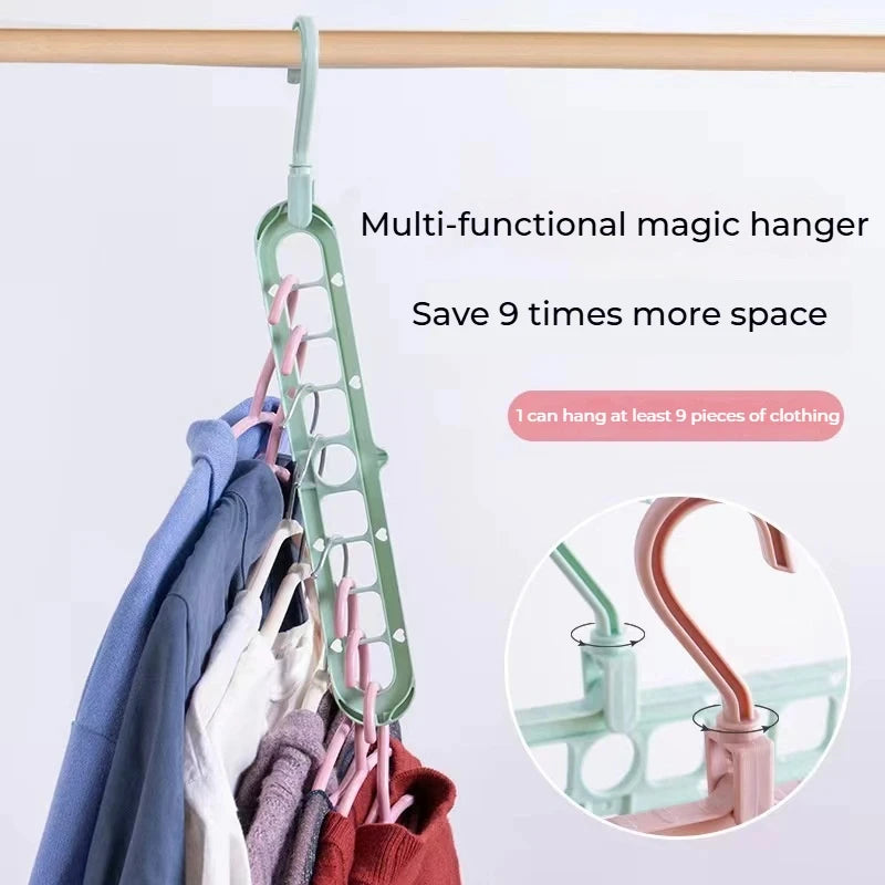 9-Hole Clothes Hanger Organizer Wardrobe Space Saving Storage Hanger for Clothes Folding Magic Hangers Closet Drying Racks Home