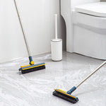 ACRDDK 3 in 1 Floor Scrub Brush 180 Degree Rotation with Adjustable V-Shaped Broom Long Handle Bathroom Kitchen Floor Crevice Cleaning