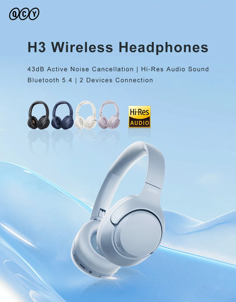 QCY H3 ANC Hi-Res Audio Wireless Bluetooth 5.4 Headphones