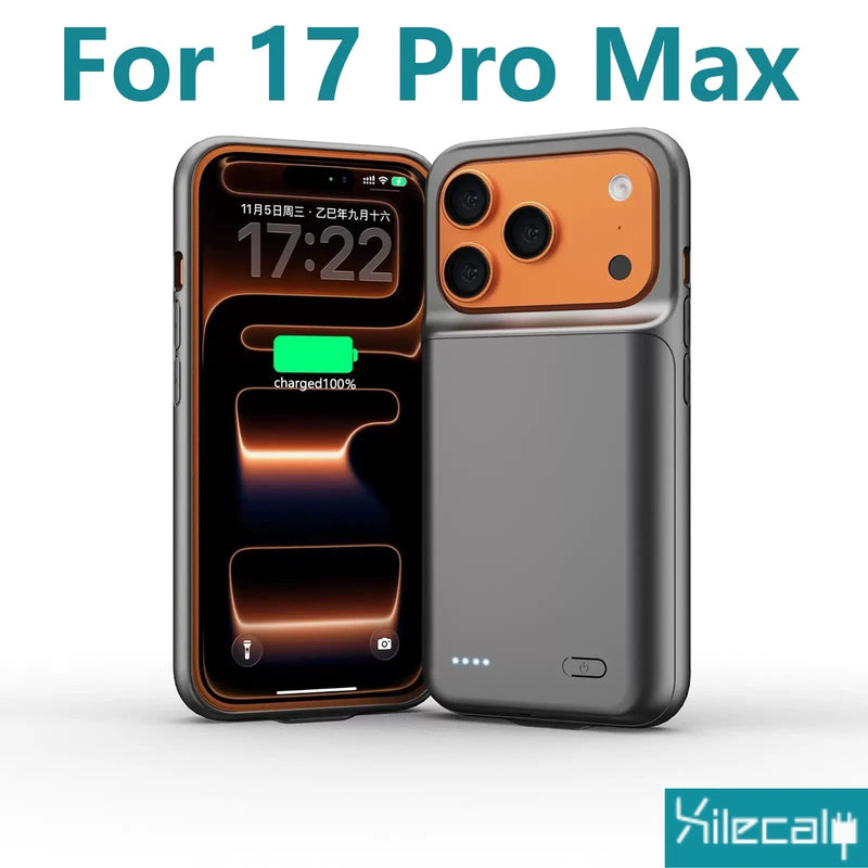 Xilecaly Smart Battery Charger Case For iPhone, Battery Pack Power Bank External Charging Cover For iPhone