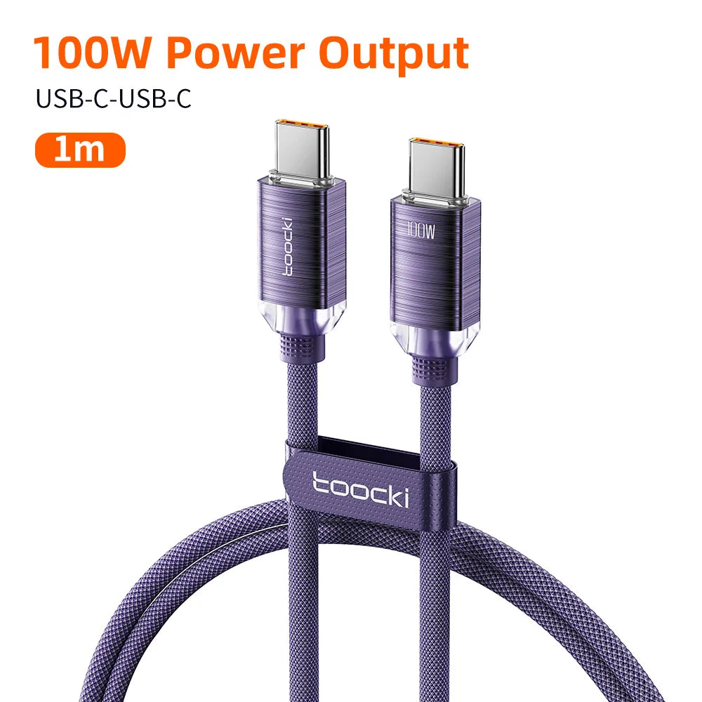 Toocki PD100W Fast Charging Cable USB C To C