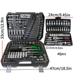 150/46pcs Auto Mechanical Repair Tool Set, Multifunctional with Socket, Wrench And Ratchet Set, Auto Repair, Mechanical Toolkit Brand New Father's Day Gift
