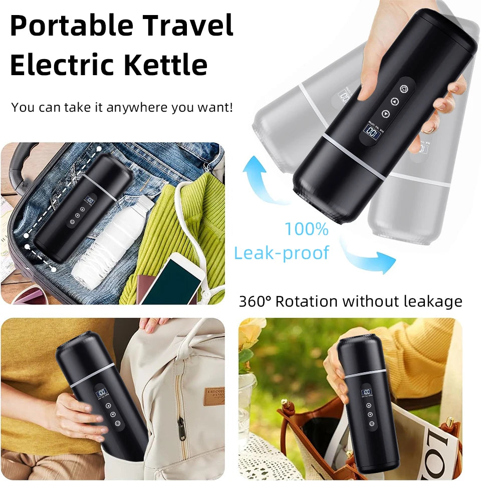 Electric Kettle 12V24V Portable Heating Cup 500ml Travel Heating Touch Screen Intelligent Adjustable Temperature Thermal Cup
