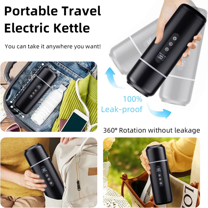 Electric Kettle 12V24V Portable Heating Cup 500ml Travel Heating Touch Screen Intelligent Adjustable Temperature Thermal Cup