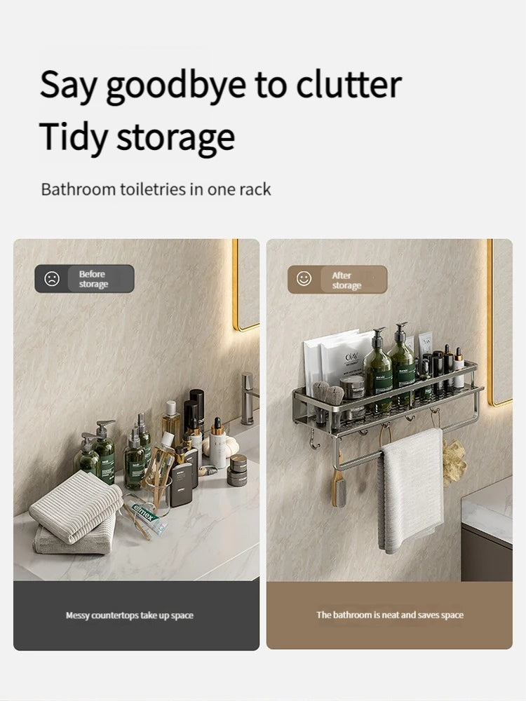 Bahee bathroom rack bathroom shelf toilet space aluminium hanging rack bathroom organizer hang on the wall