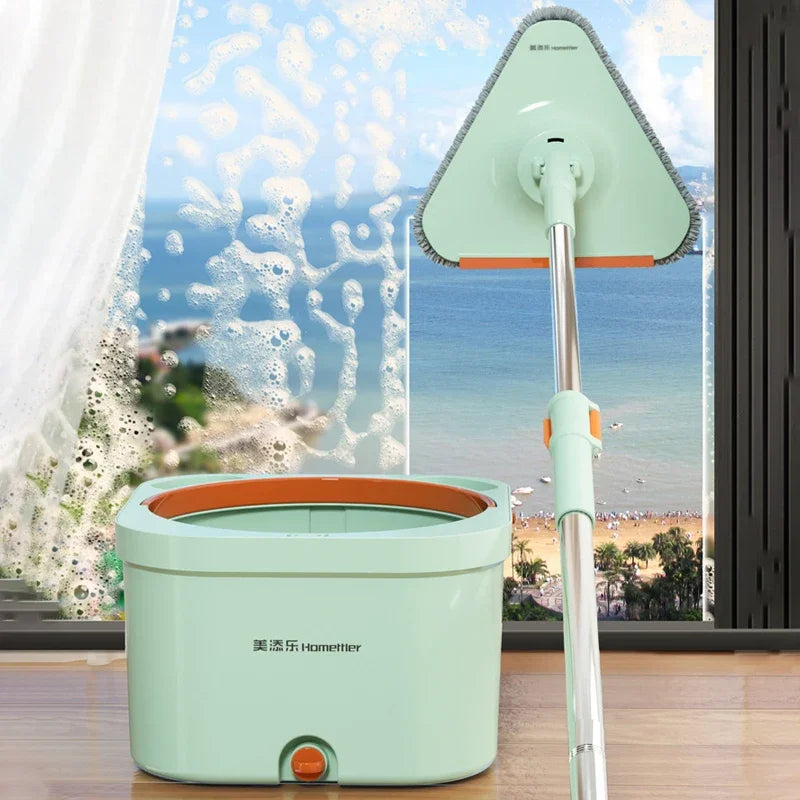 Rotating Mop Microfibers Mop and Bucket Set Floor Washing Mops Triangle Window Washing Mops Household Cleaning Tools for Home