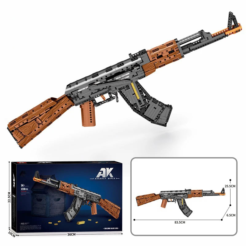 Lego STYLE Toy AK47 Assault Rifle Model Building Blocks Military Army Weapon