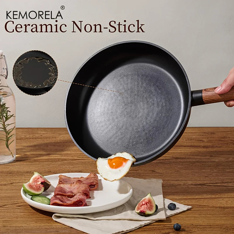 KEMORELA 13PCS Ceramic Cookware Set - Nonstick -Free Pots & Pans with Removable 360° Rotation Handles Stackable Black Set for All Stoves