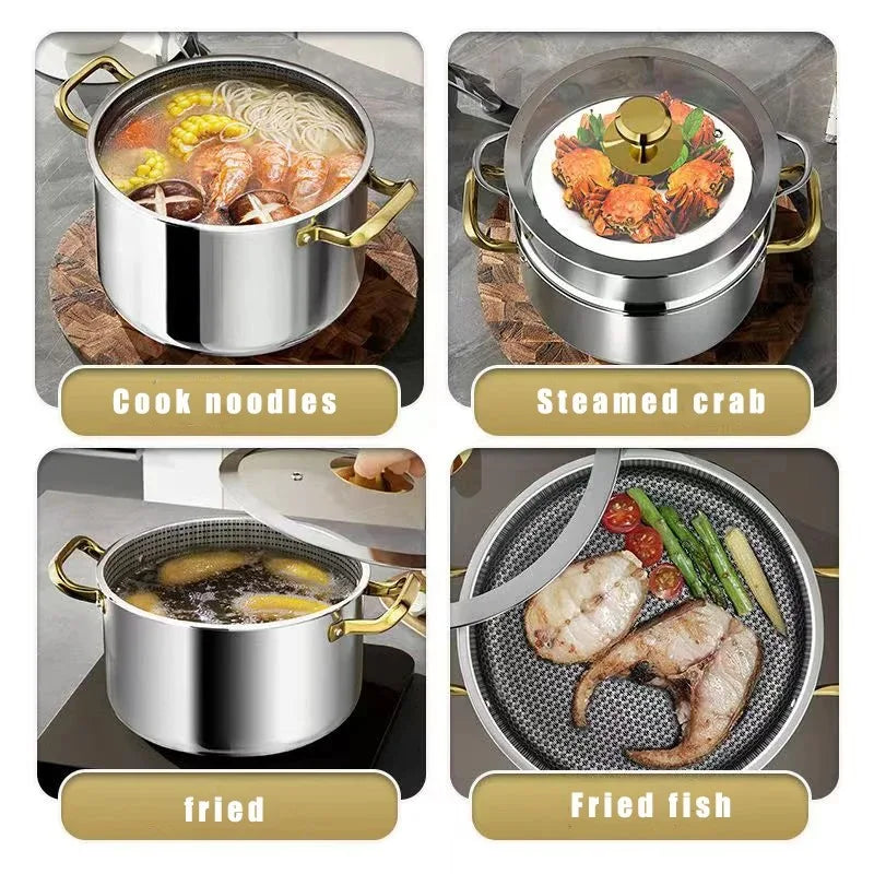 east Essentials Stock 3, Stock Pot Honeycomb Non-stick Pot with lid