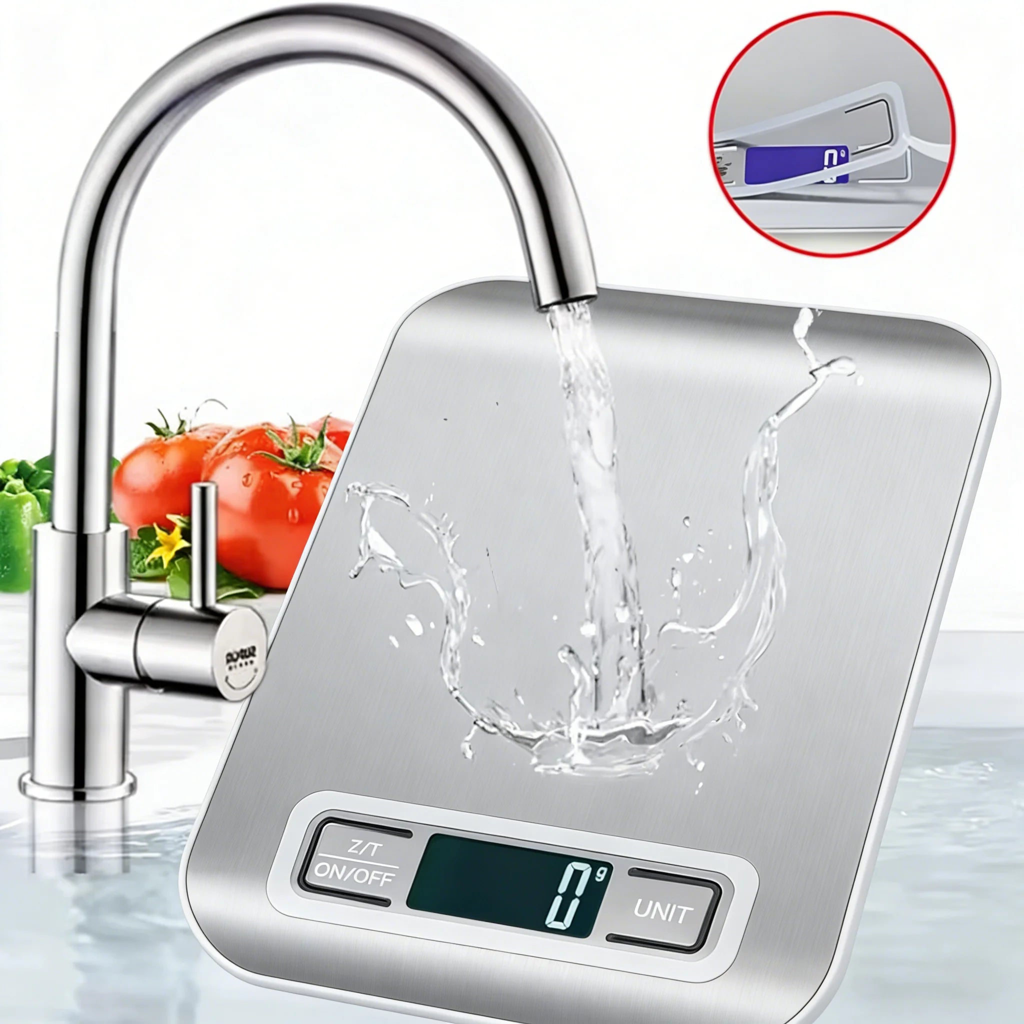 east Essentials Digital Kitchen Scale 10/5kg-1g LED Display Stainless Steel Panel Electronic Scales for Home Food Snacks Weighing Baking Tools