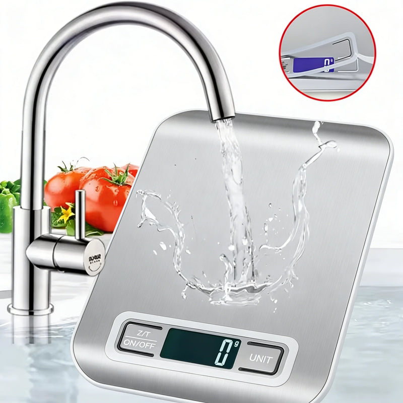 east Essentials Digital Kitchen Scale 10/5kg-1g LED Display Stainless Steel Panel Electronic Scales for Home Food Snacks Weighing Baking Tools